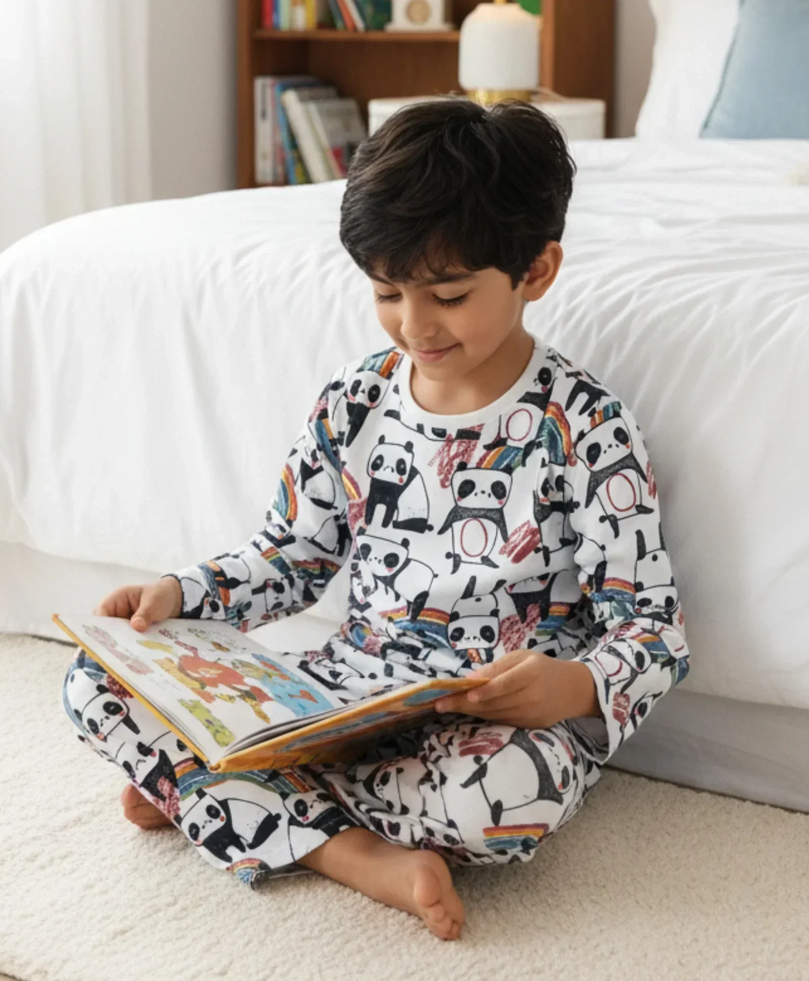 PANDA LONG SLEEVES BOYS PYJAMA SET - WHITE - Image 5