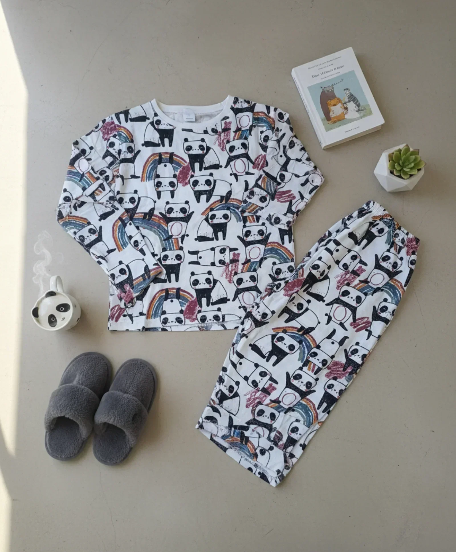 PANDA LONG SLEEVES BOYS PYJAMA SET - WHITE - Image 7