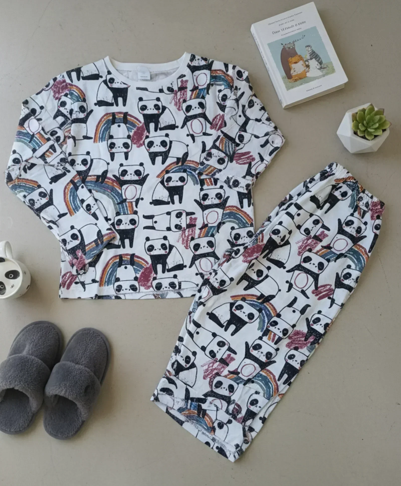 PANDA LONG SLEEVES GIRLS PYJAMA SET - WHITE - Image 7
