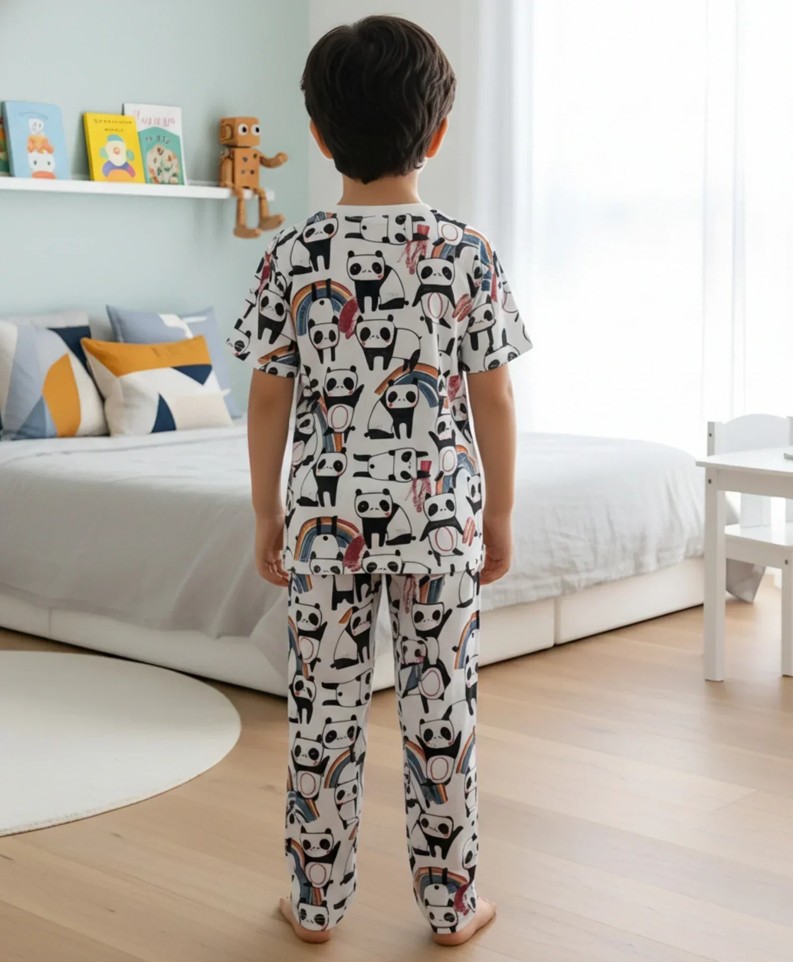 PANDA SHORT SLEEVE PYJAMA SET - WHITE - Image 3