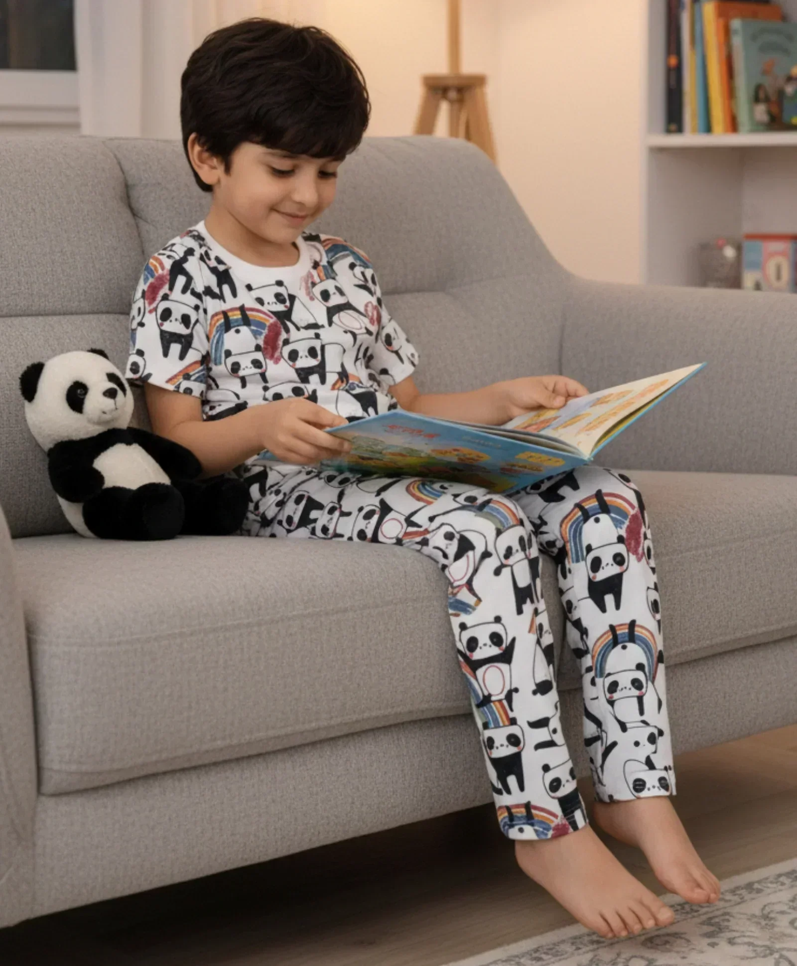 PANDA SHORT SLEEVE PYJAMA SET - WHITE - Image 5