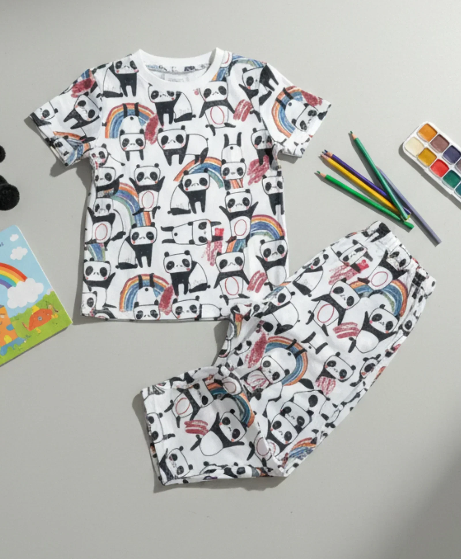PANDA SHORT SLEEVE PYJAMA SET - WHITE - Image 7