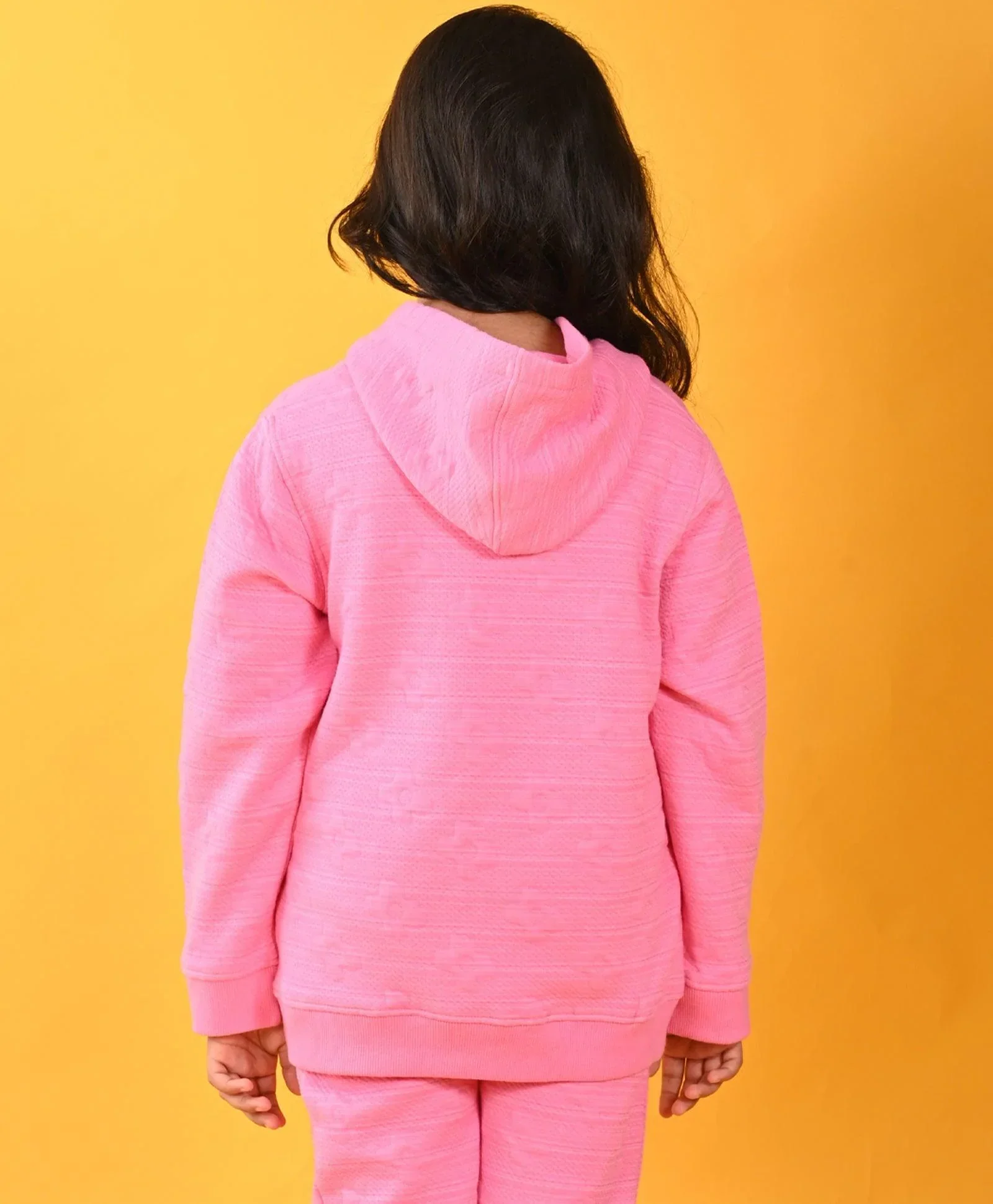 PINK FLOWER QUILTED GIRLS HOODIE - PINK - Image 3