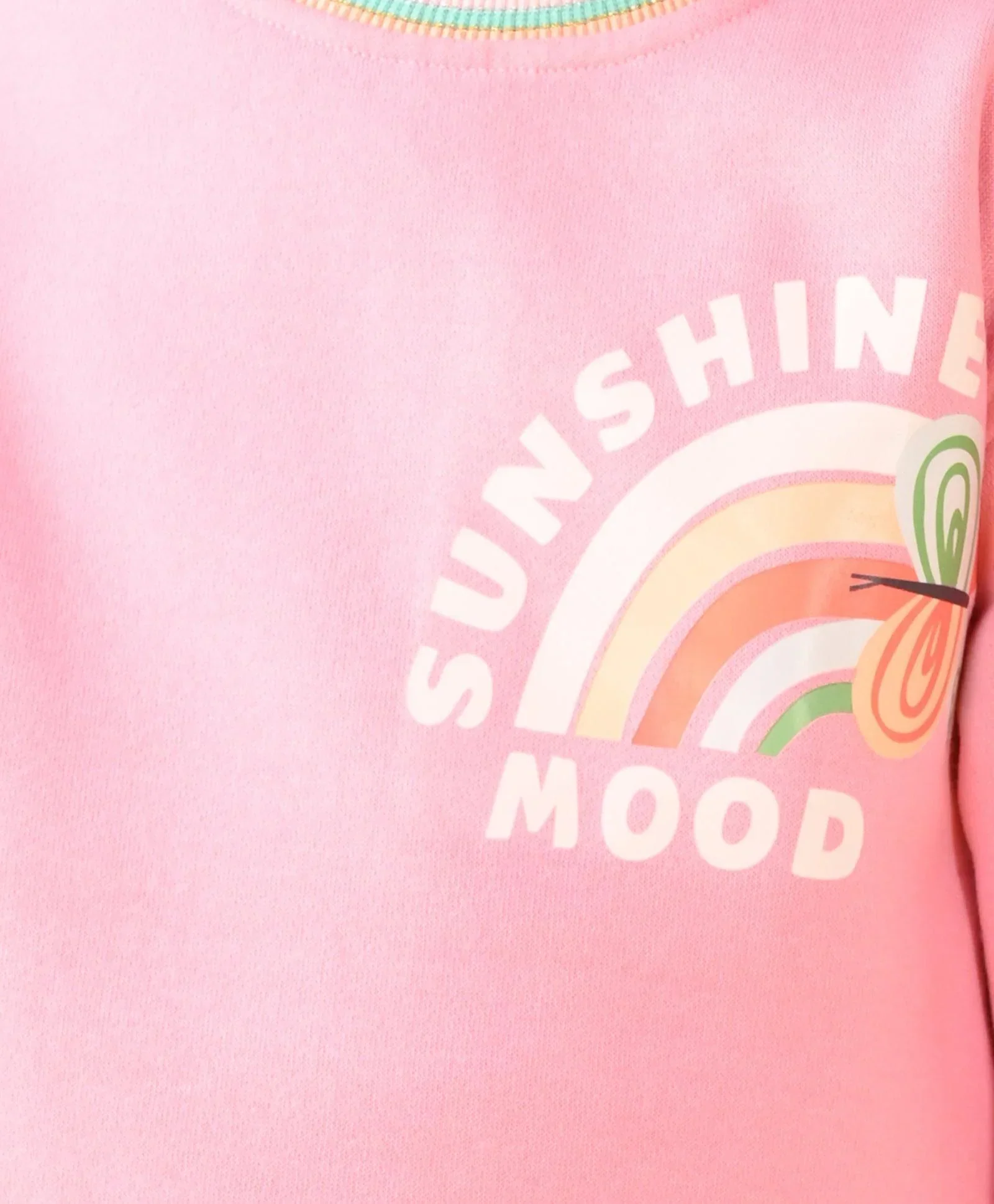 PINK SUNSHINE MULTICOLORED RIB FLEECE SWEATSHIRT - PINK - Image 4