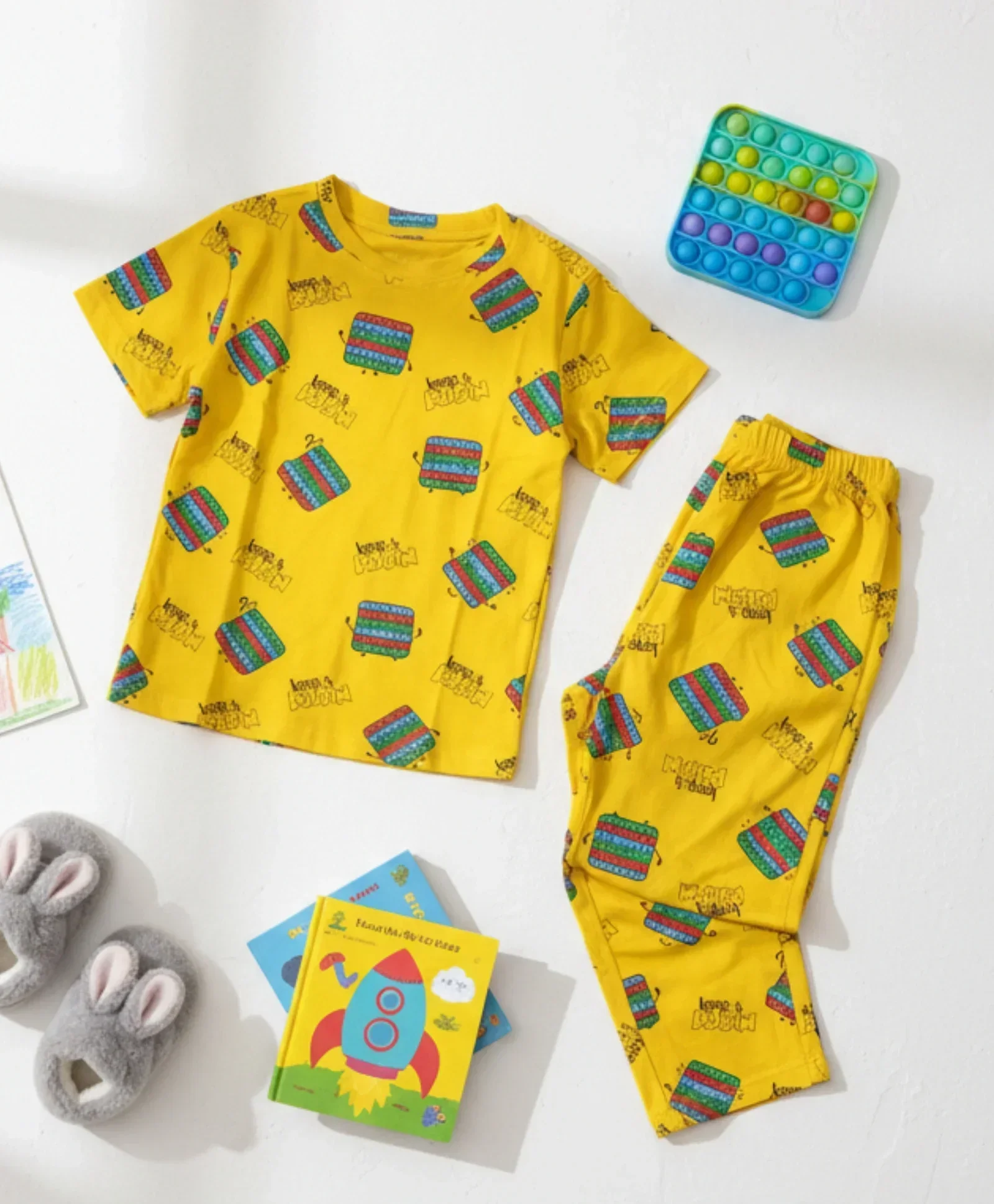 POP IT SHORT SLEEVE PYJAMA SET - YELLOW - Image 7