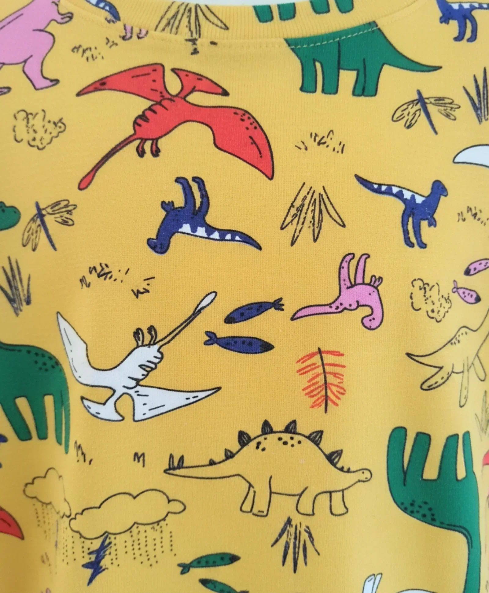 RAINING DINOSAUR LONG SLEEVES PYJAMA SET - YELLOW - Image 4