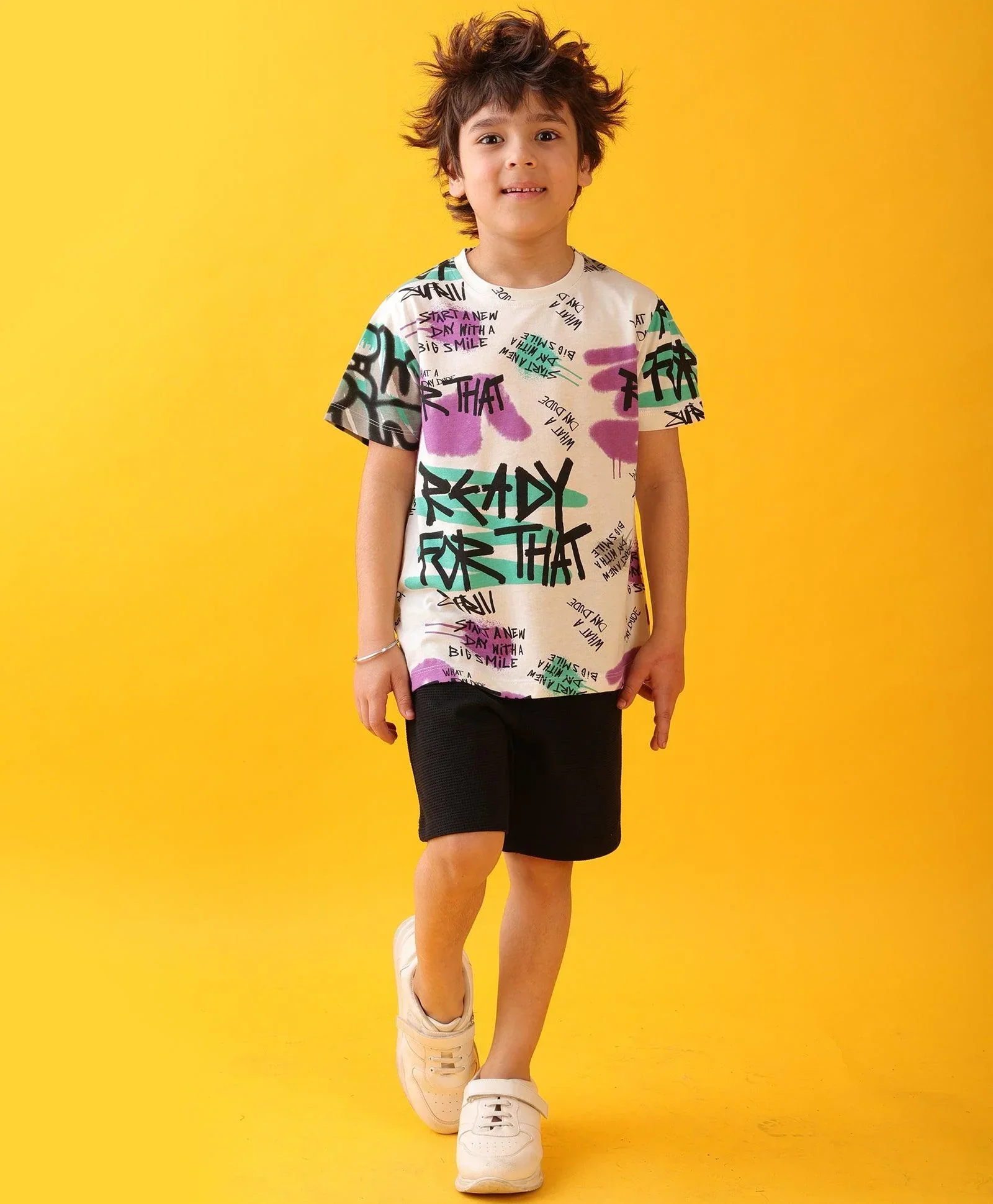 READY FOR THAT BLACK BOYS SHORTS SET - WHITE/BLACK - Image 3