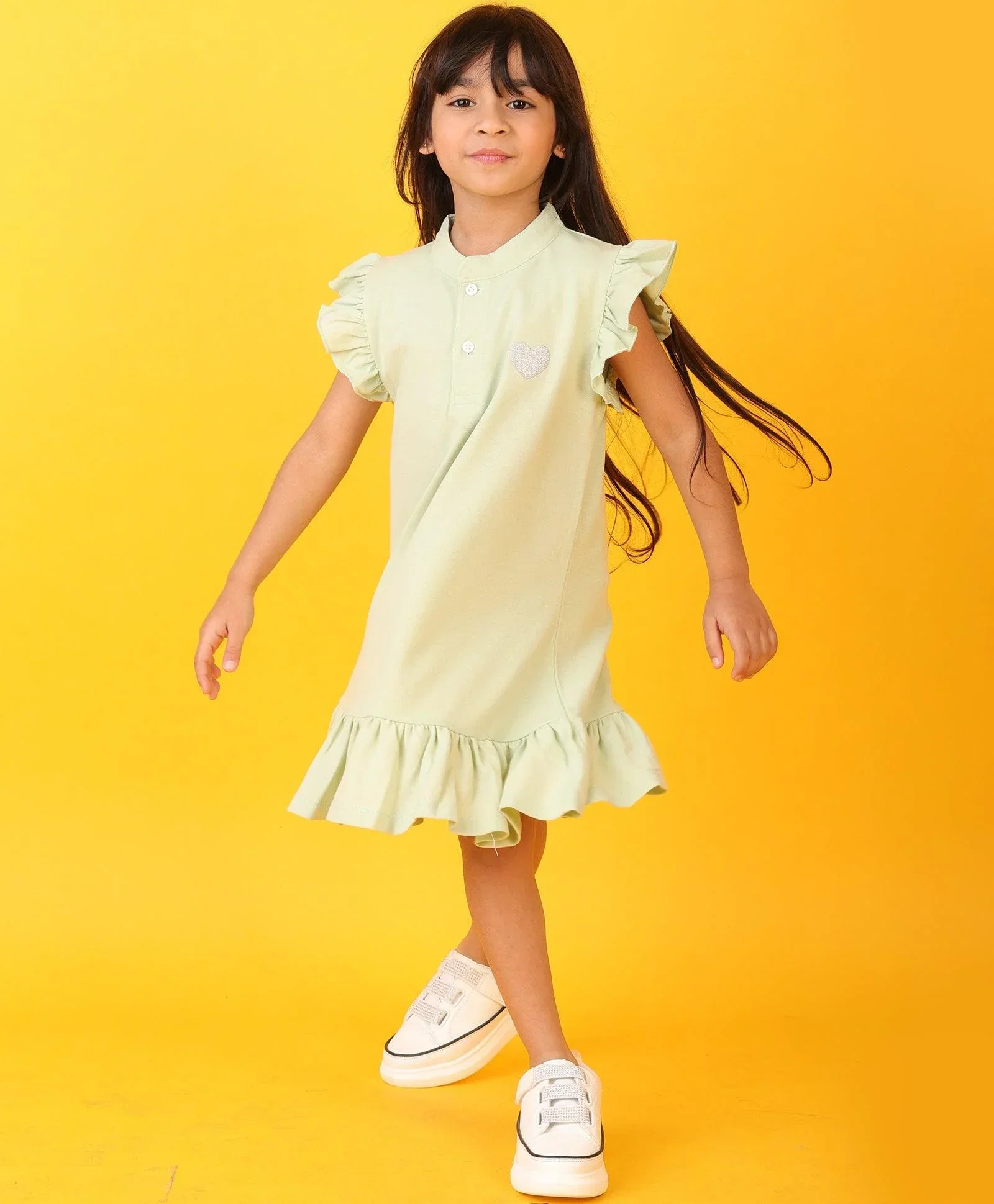 SEA GREEN SILVER HEART SUMMER DRESS - SEA GREEN - Image 3