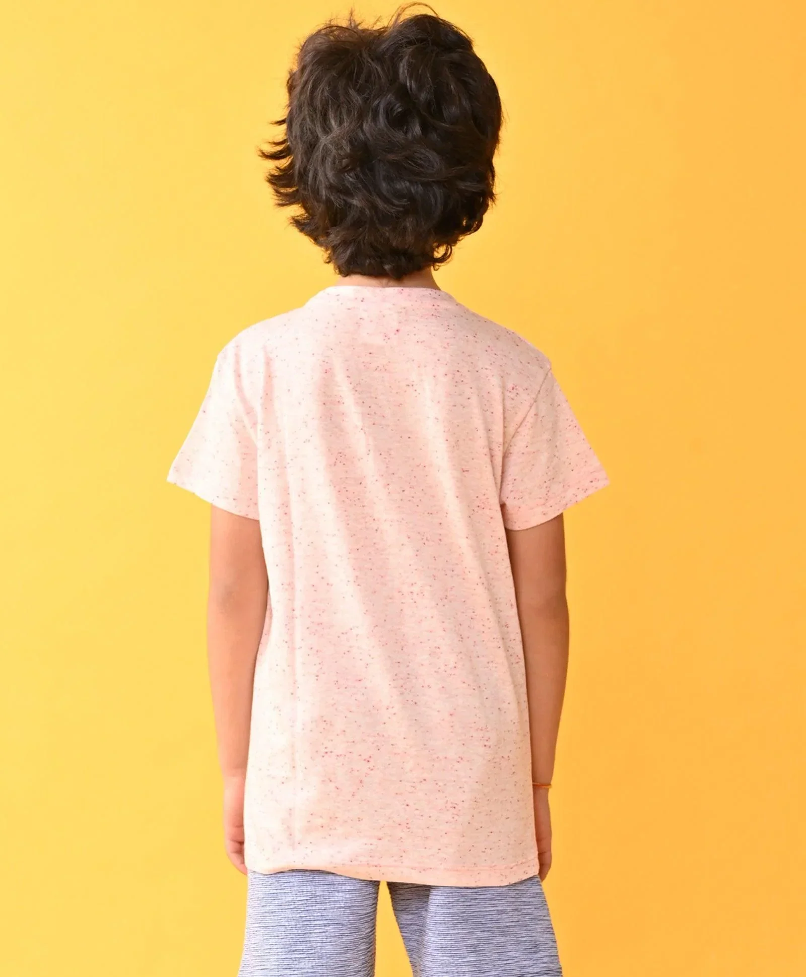 SEA OCEAN MELANGE SHORT SLEEVE BOYS T-SHIRT - PINK - Image 5