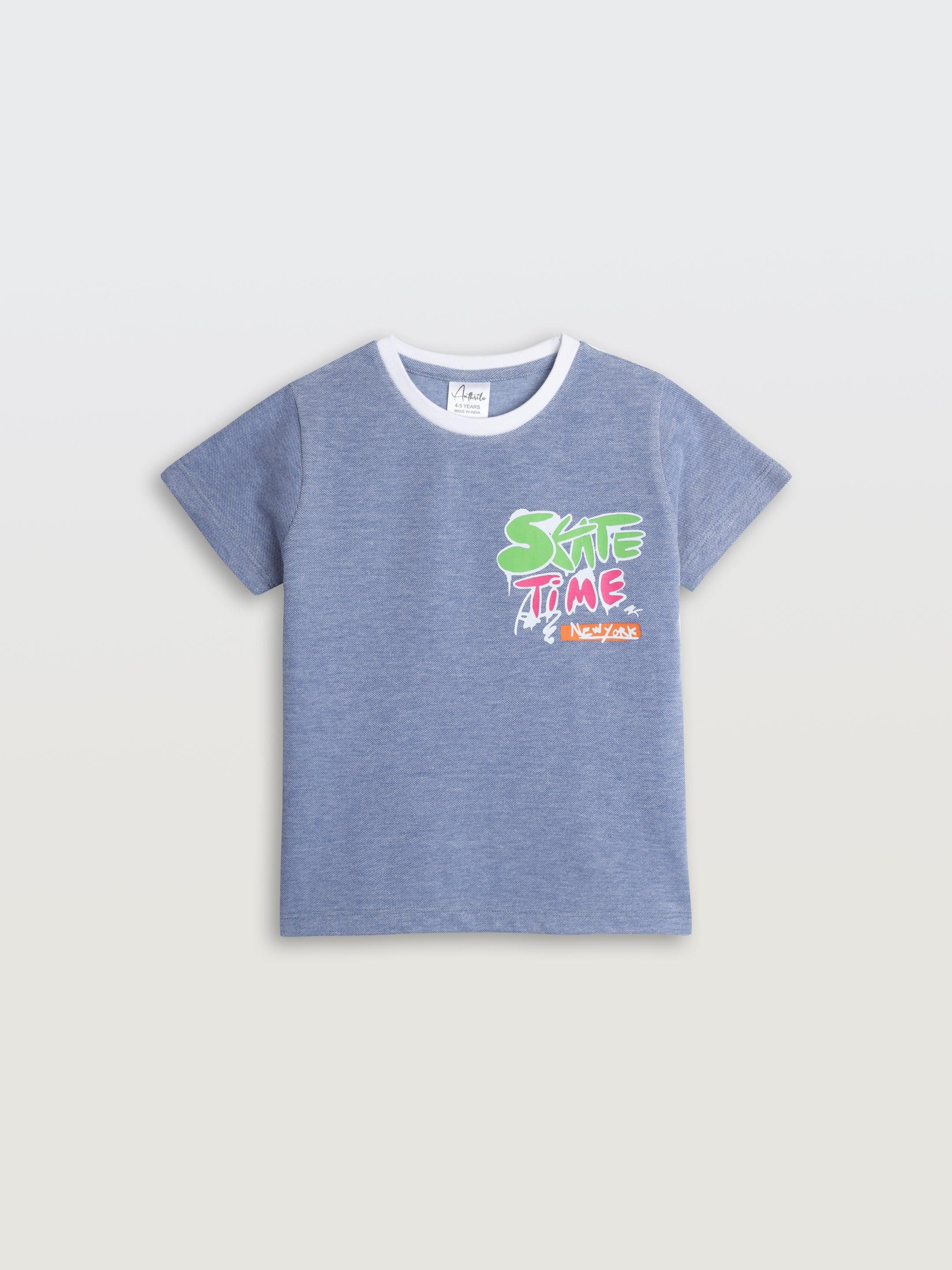 SKATE TIME BLUE SHORT SLEEVE BOYS T-SHIRT - BLUE - Image 3