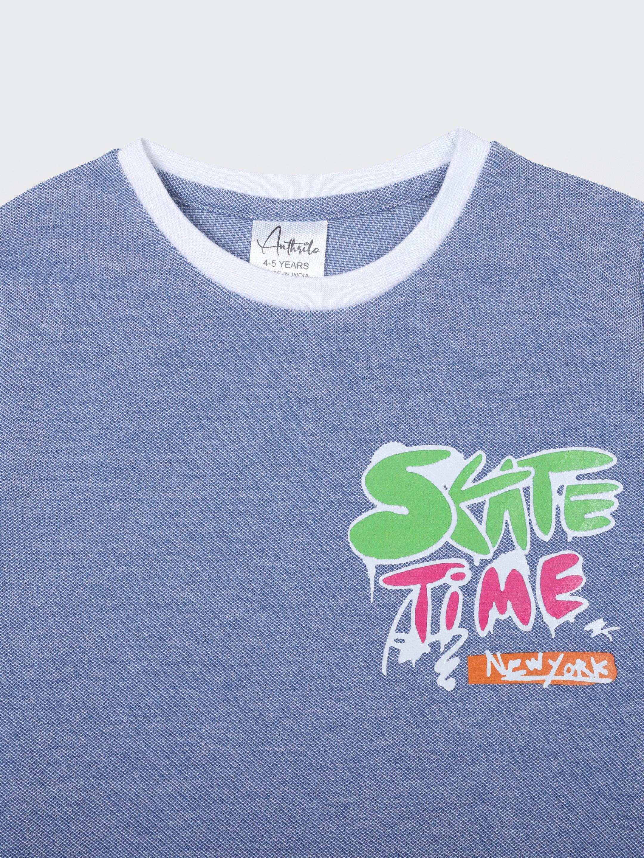 SKATE TIME BLUE SHORT SLEEVE BOYS T-SHIRT - BLUE - Image 4