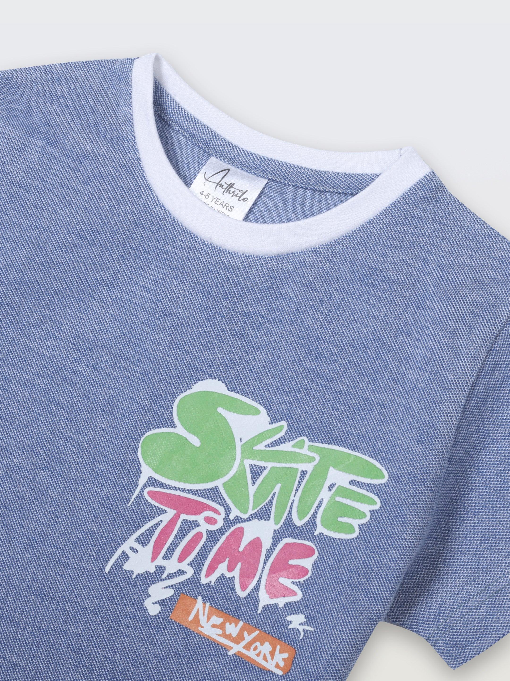 SKATE TIME BLUE SHORT SLEEVE BOYS T-SHIRT - BLUE - Image 6