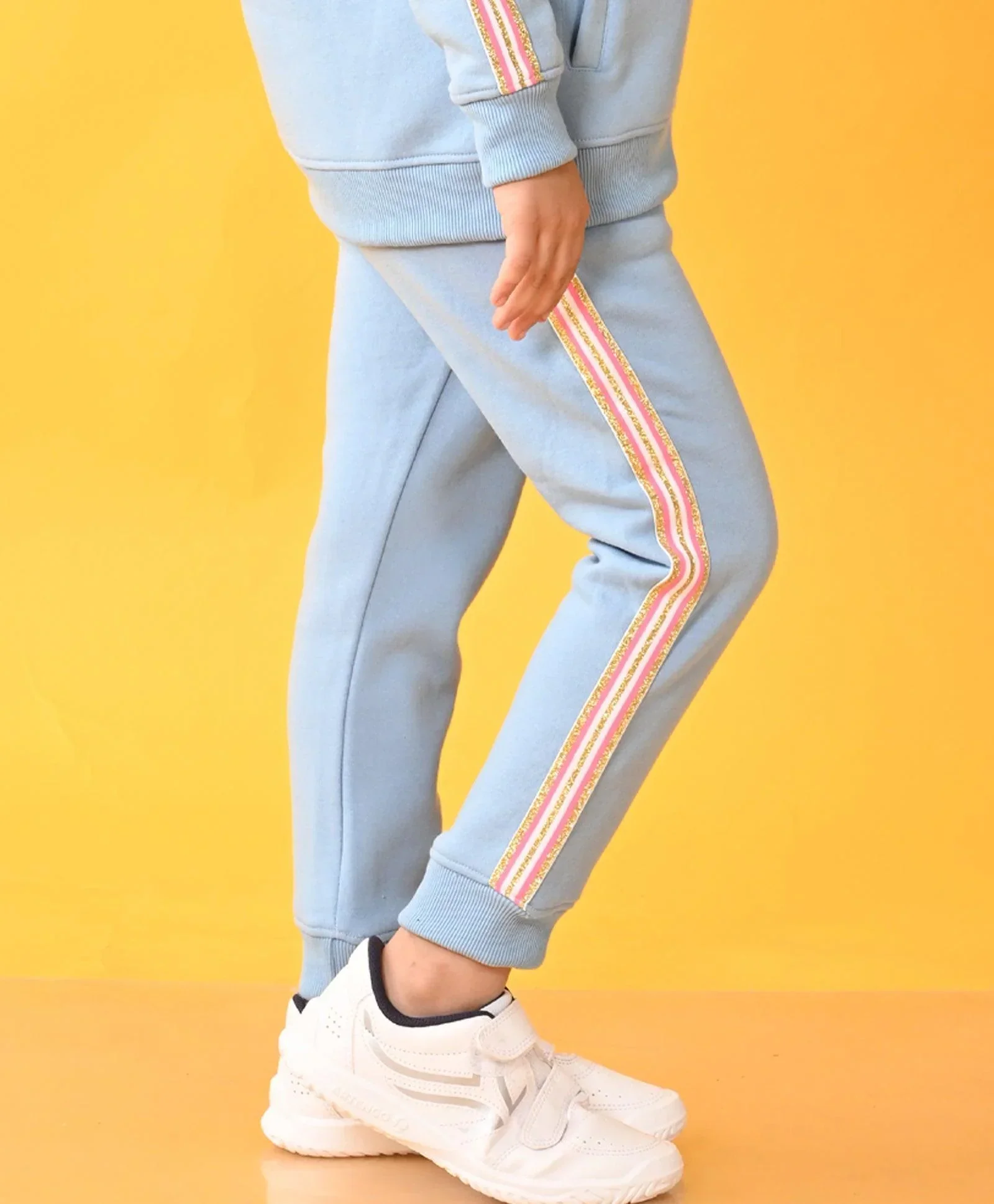 SKY FLEECE PINK GLITTER TAPE JOGGER - SKY - Image 3