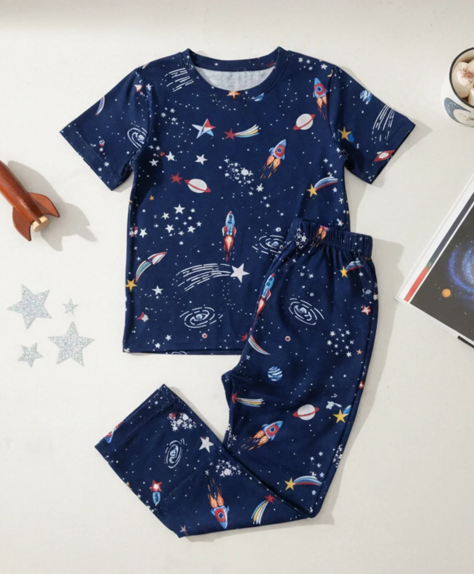 SOLAR DREAMS SHORT SLEEVE PYJAMA SET - BLUE - Image 7