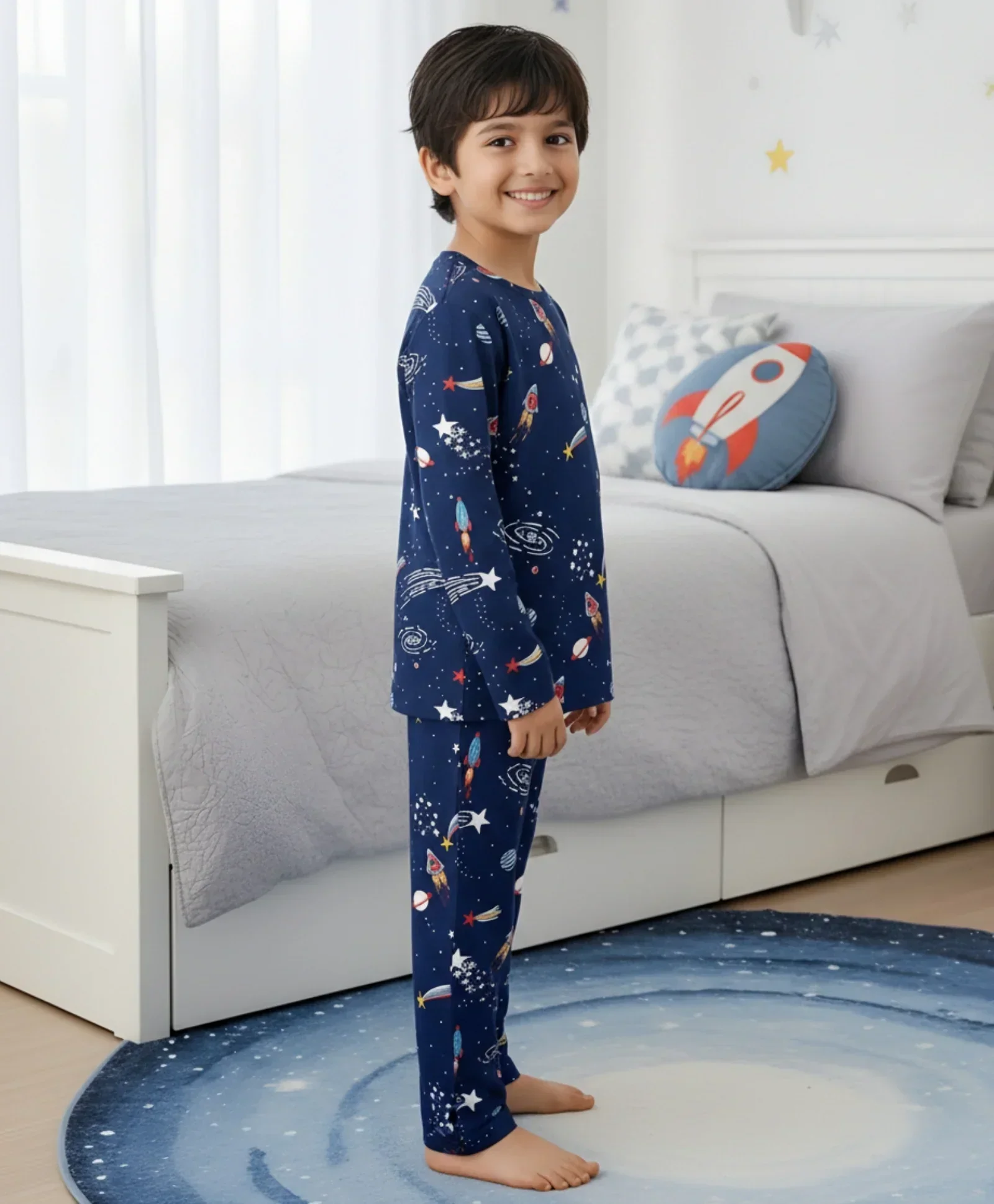 SOLAR SYSTEM DREAMS LONG SLEEVES PYJAMA SET - BLUE - Image 3