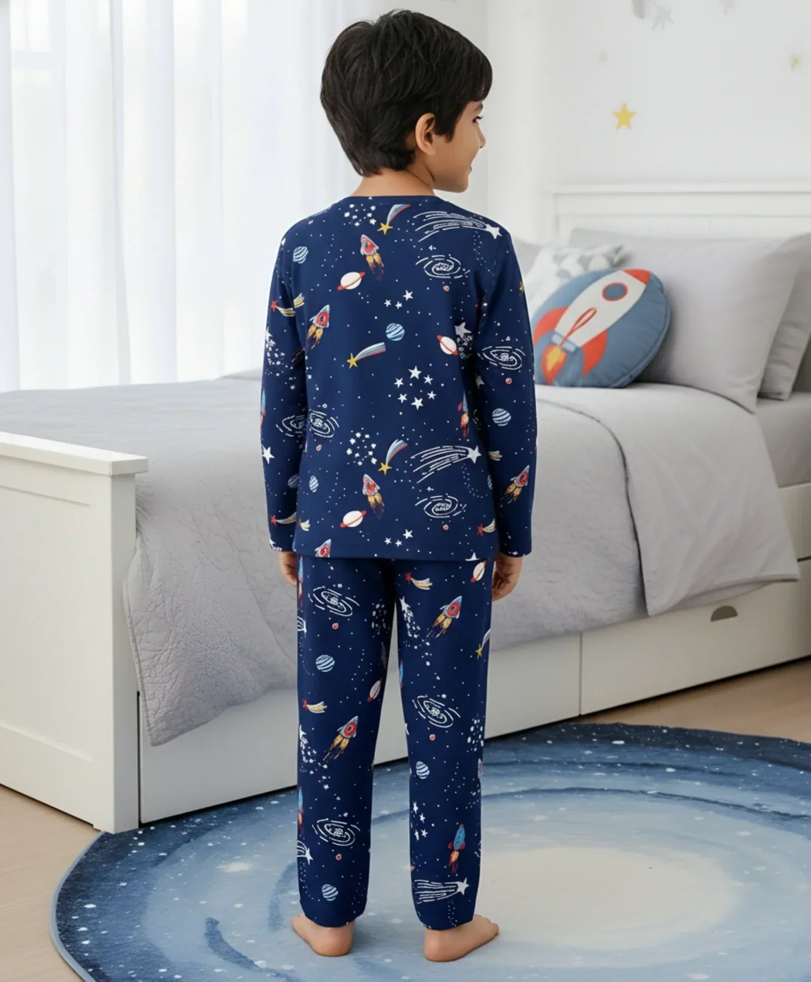 SOLAR SYSTEM DREAMS LONG SLEEVES PYJAMA SET - BLUE - Image 4