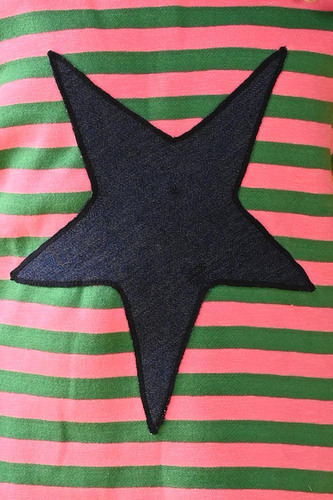 STRIPED STAR FLEECE SWEATSHIRT DRESS - PINK - Image 4