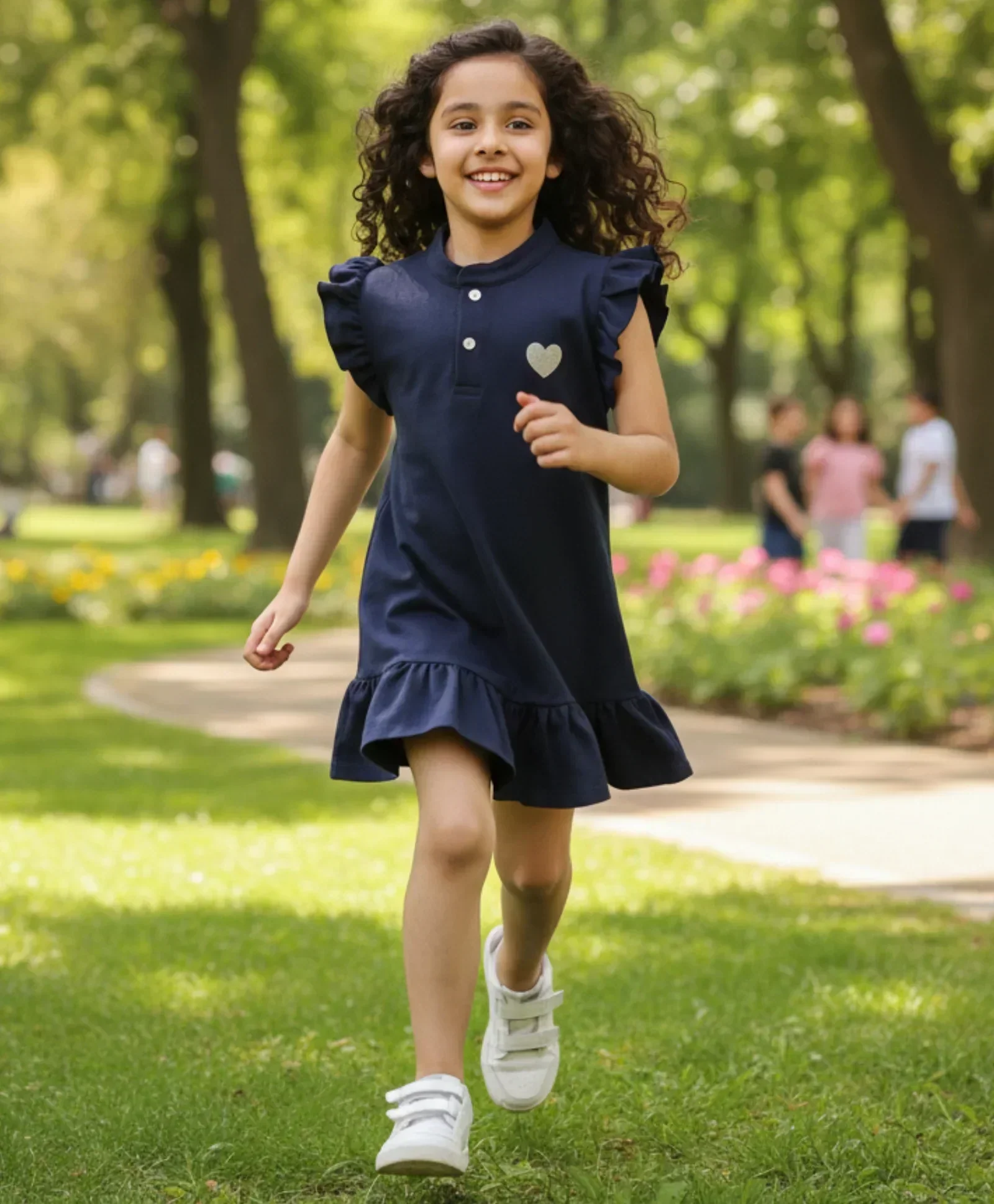 NAVY SILVER HEART SUMMER DRESS - NAVY - Image 5