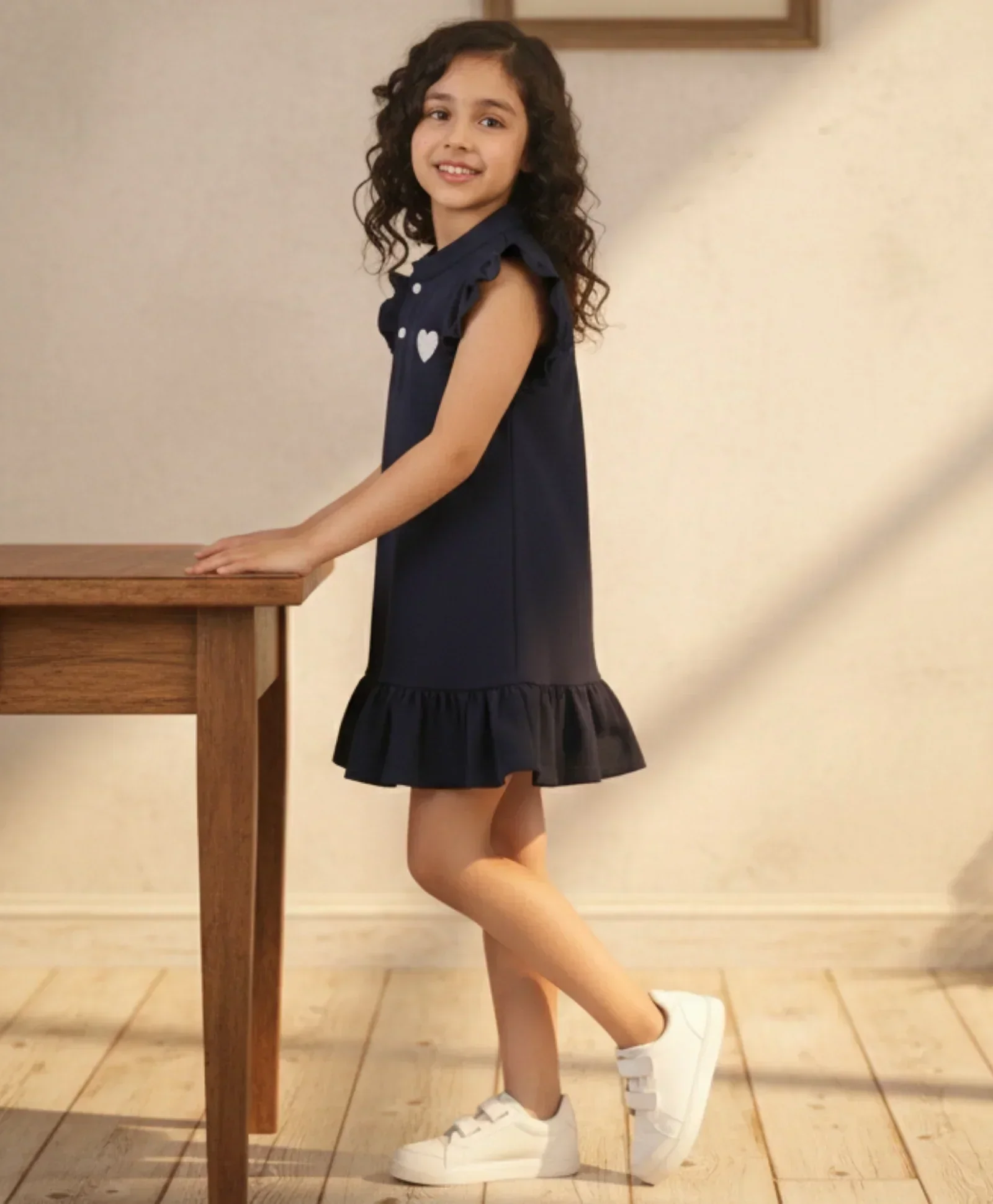NAVY SILVER HEART SUMMER DRESS - NAVY - Image 6