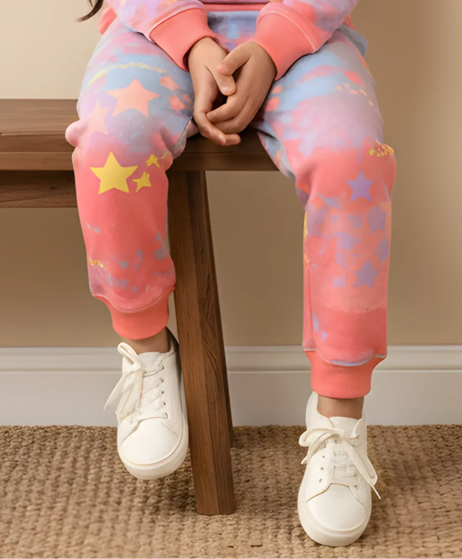 TIE DYE STAR FLEECE JOGGER - PINK - Image 3