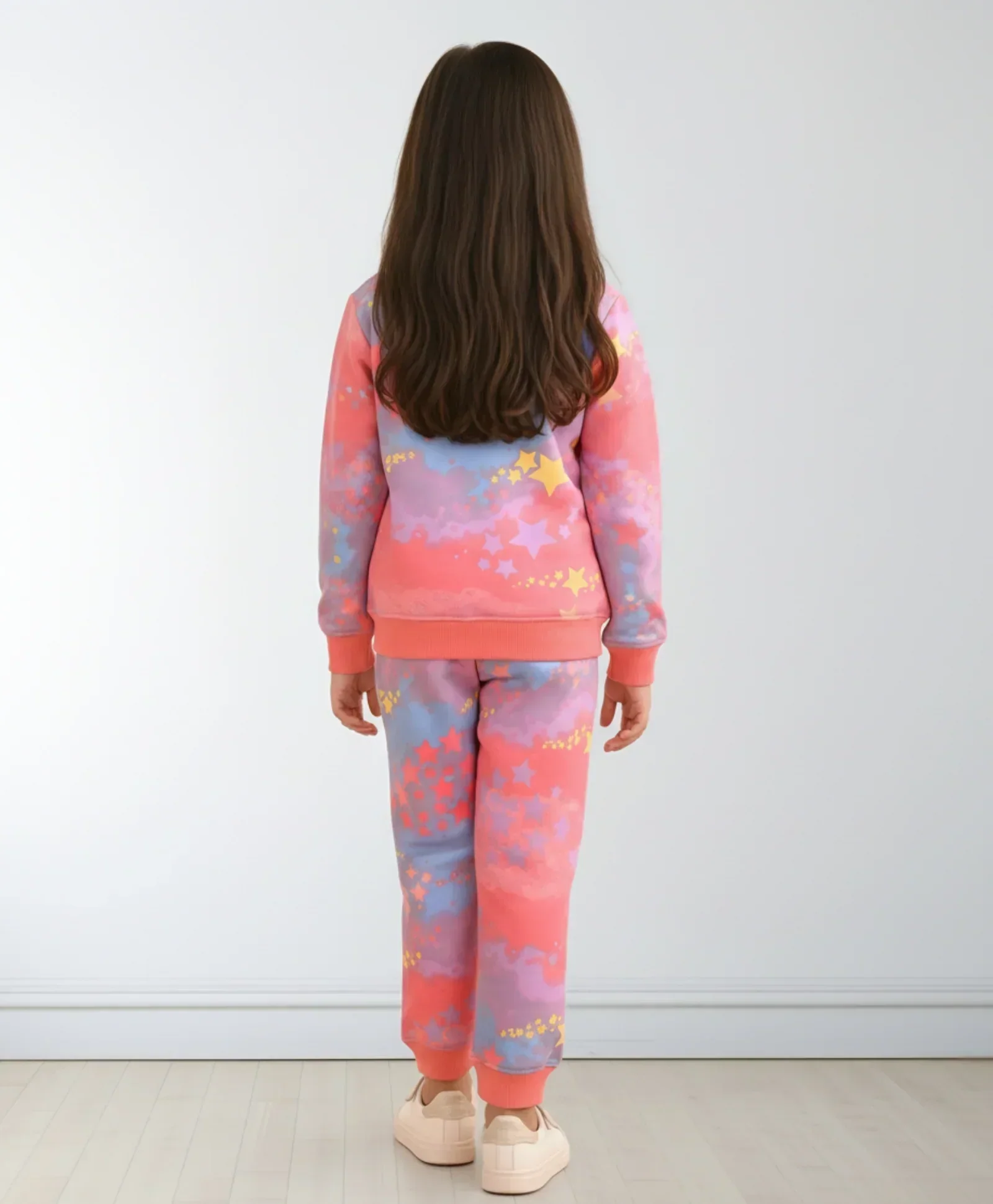 TIE DYE STAR FLEECE SWEATSHIRT JOGGER SET D - PINK - Image 6