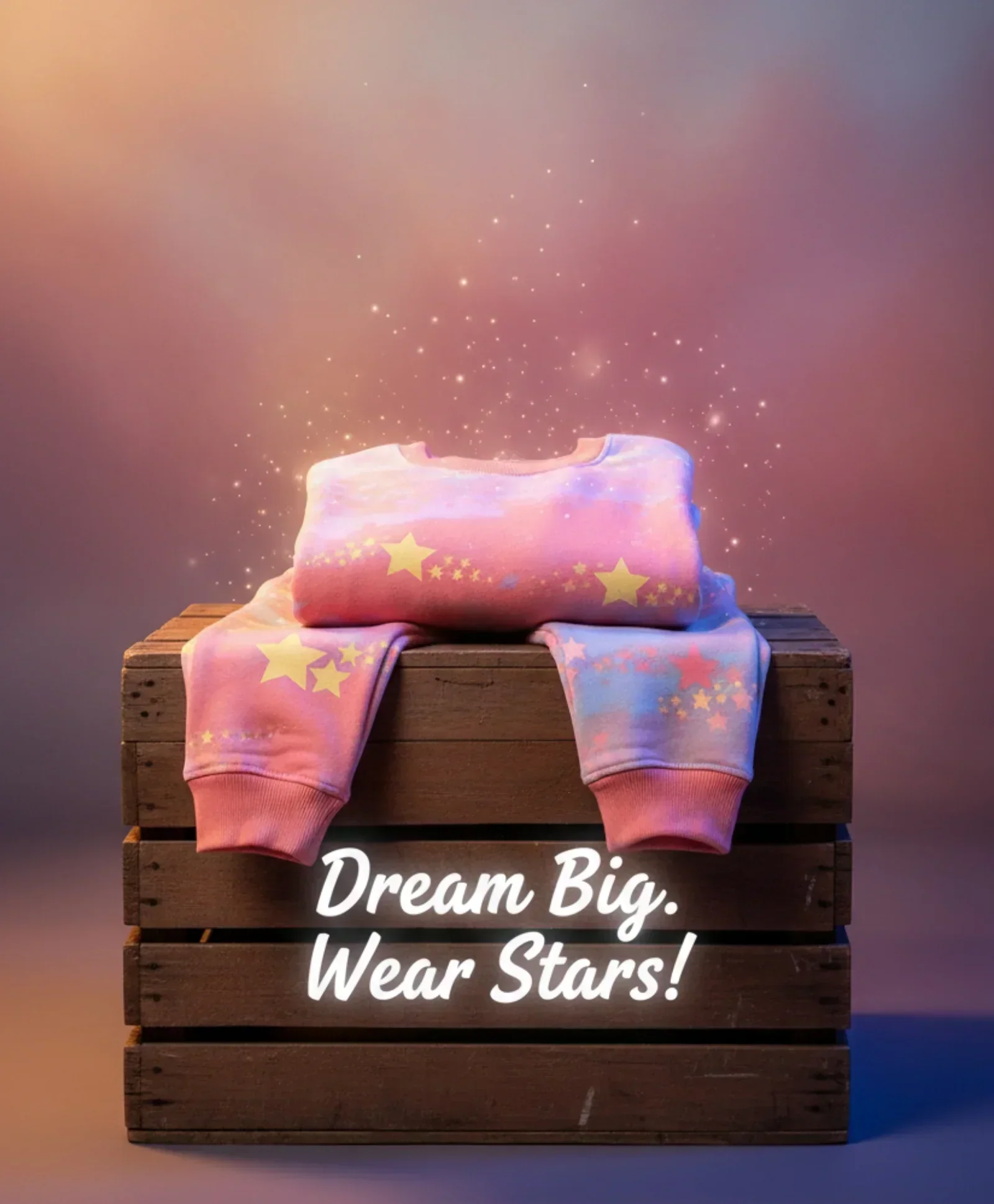 TIE DYE STAR FLEECE SWEATSHIRT JOGGER SET D - PINK - Image 7