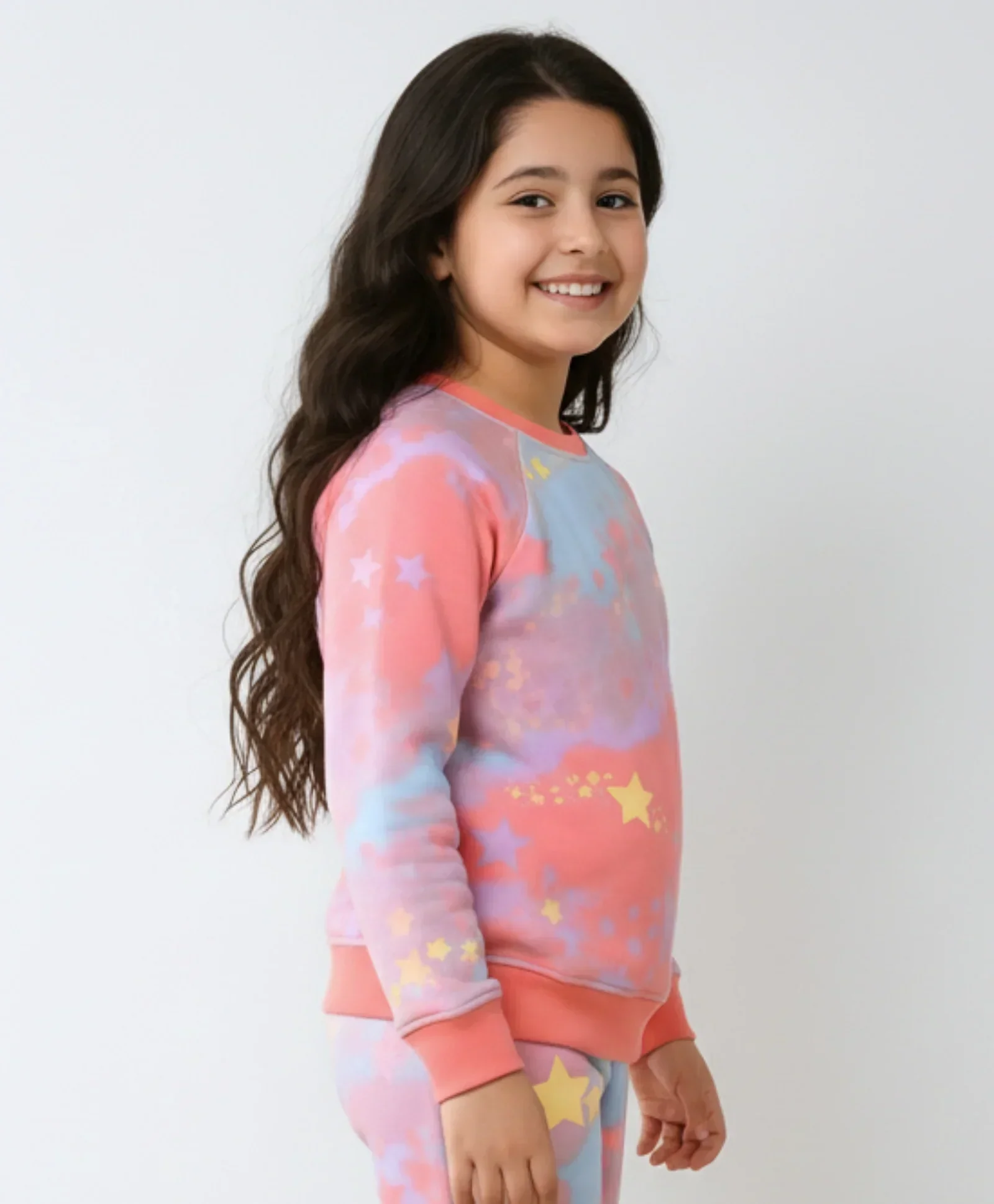 TIE DYE STAR FLEECE SWEATSHIRT - PINK - Image 4