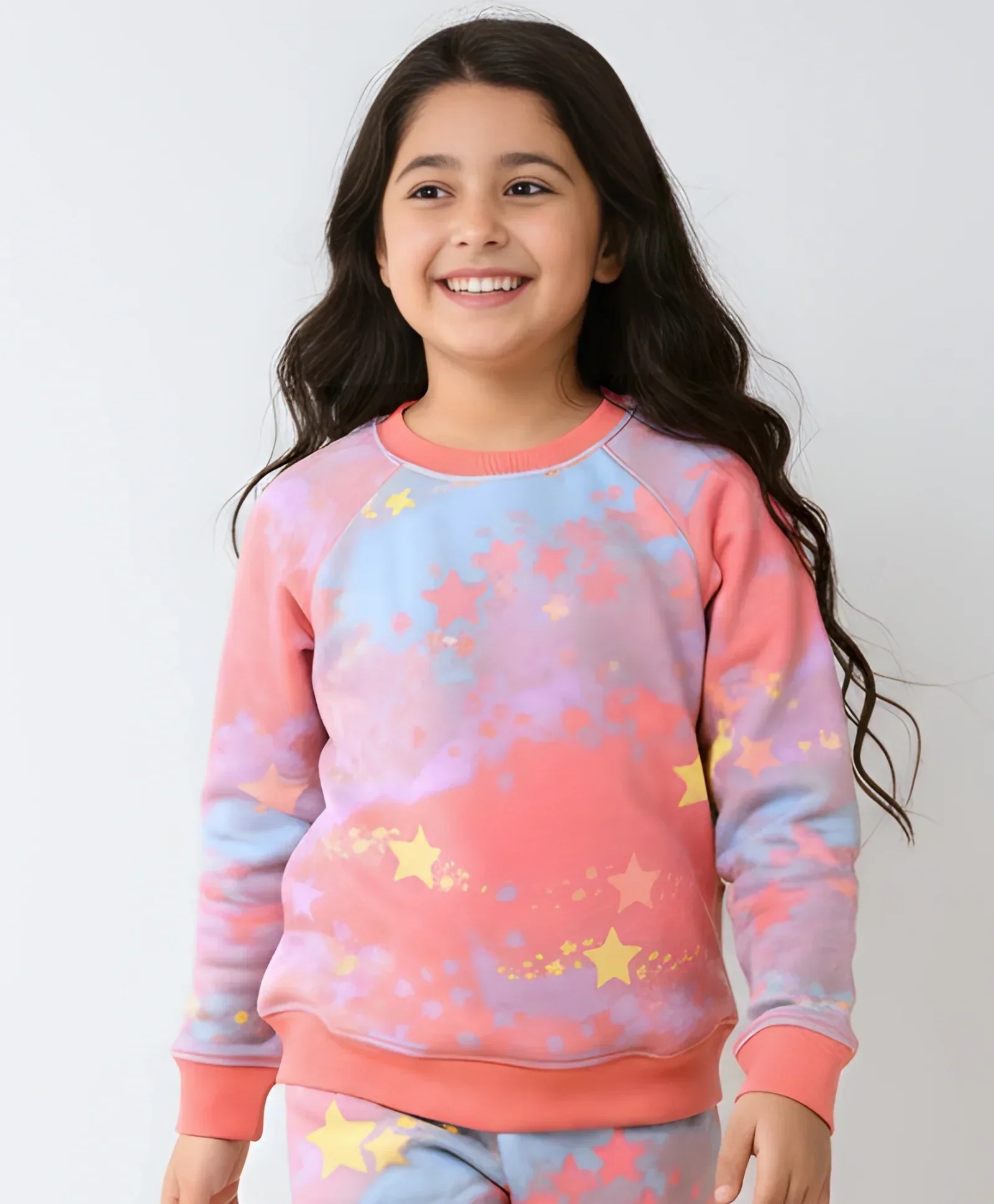 TIE DYE STAR FLEECE SWEATSHIRT - PINK - Image 6