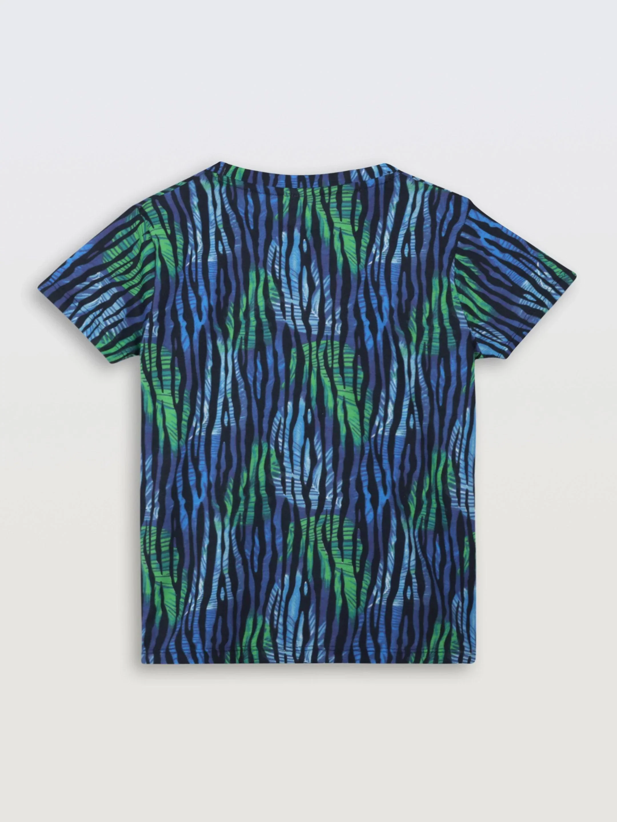TROPICAL STRIPE SHORT SLEEVE T-SHIRT - BLUE - Image 6