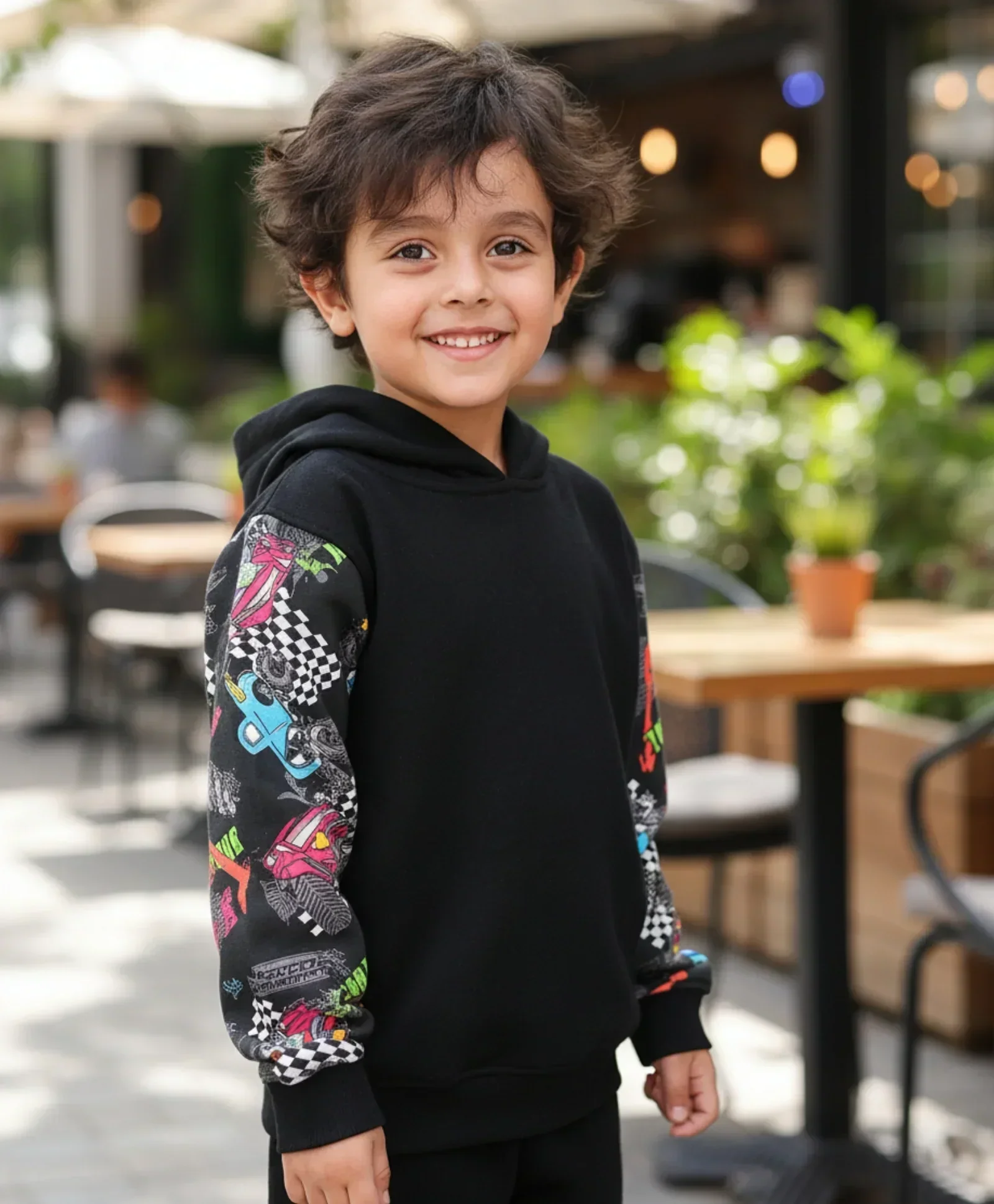 TRUCK BLACK COLOR BLOCK BOYS HOODIE JOGGER SET - BLACK - Image 4