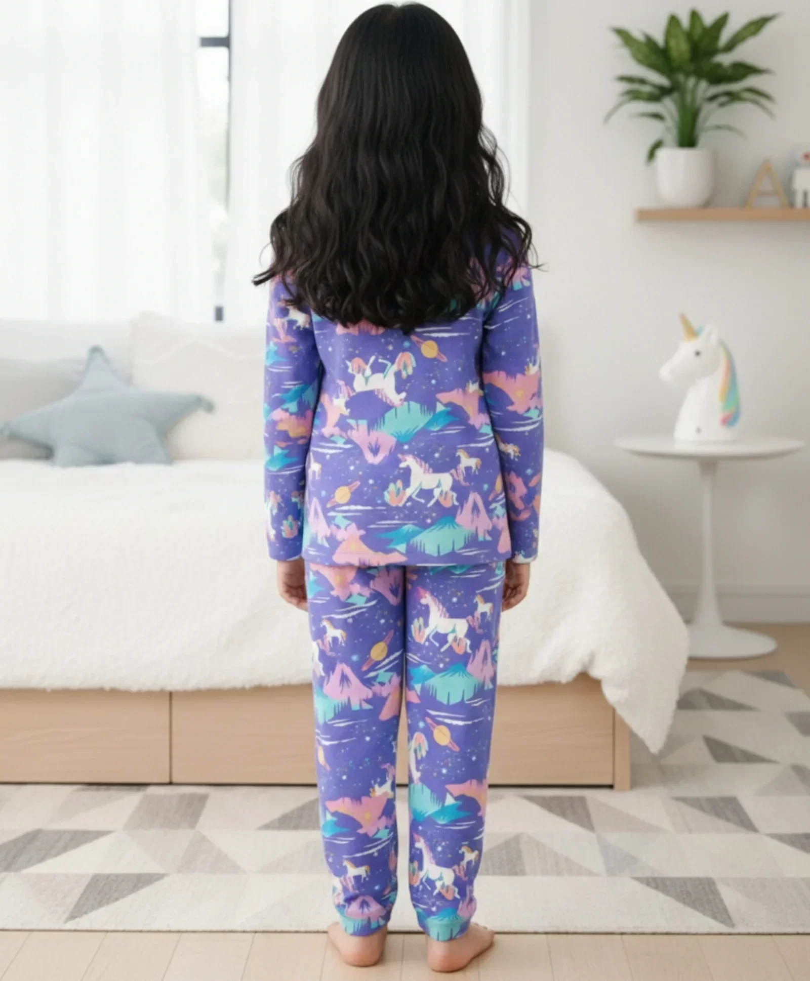 UNICORN PLANET LONG SLEEVES PYJAMA SET - PURPLE - Image 3