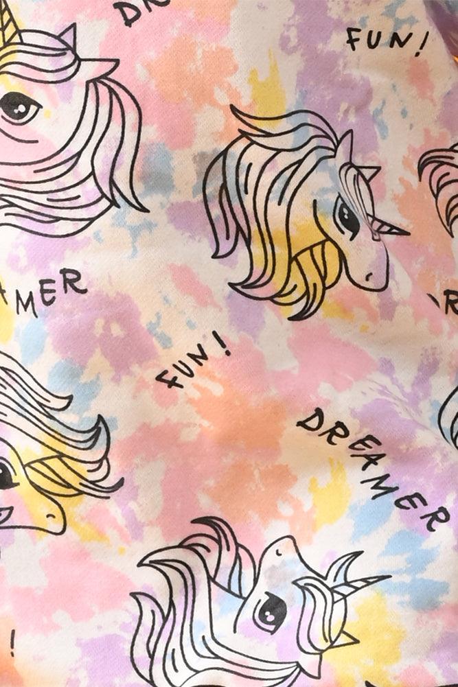 UNICORN TIE DYE FLEECE SWEATSHIRT DRESS - WHITE - Image 5