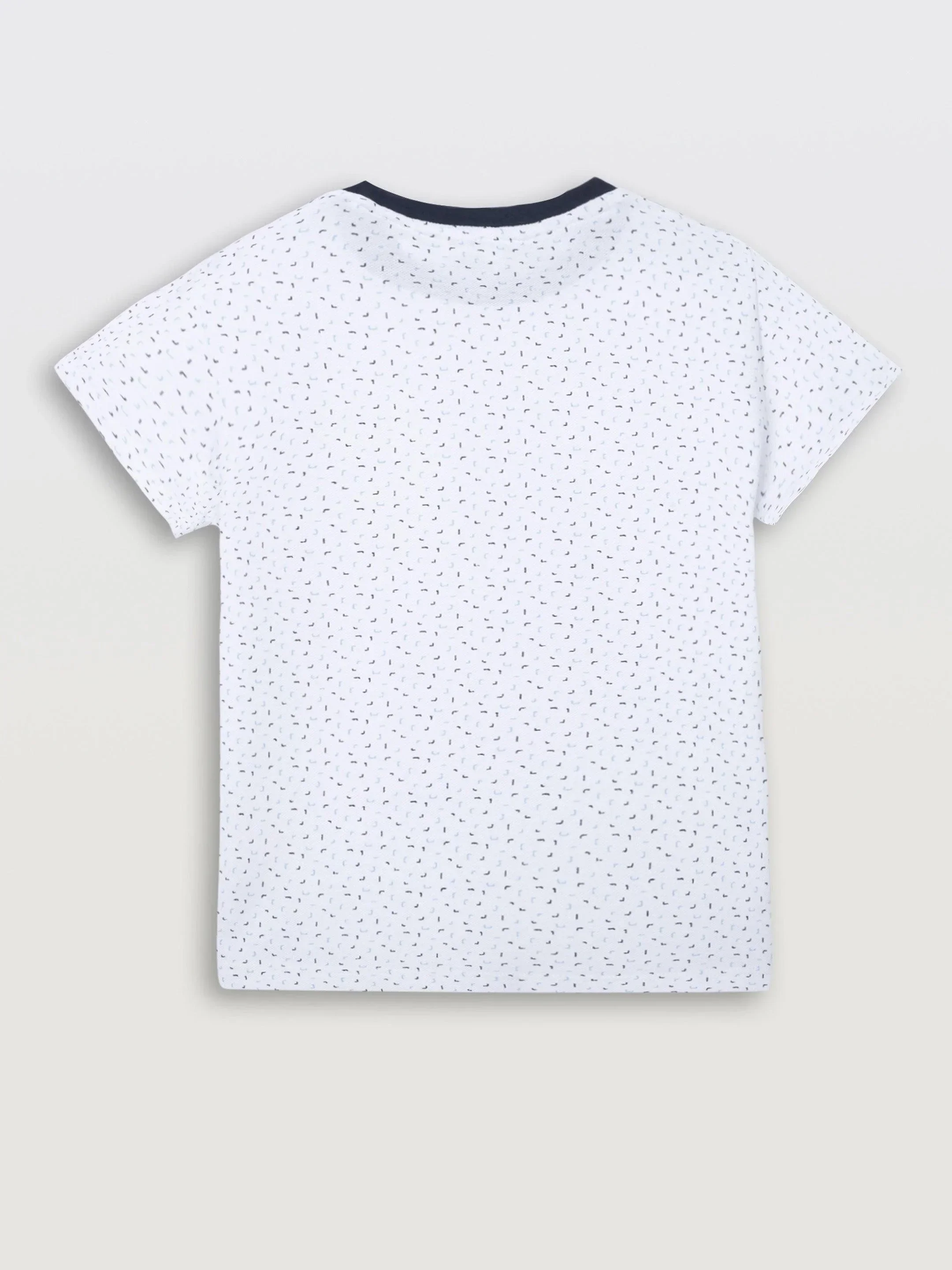 WHITE DOTTED NAVY RIB SHORT SLEEVE BOYS T-SHIRT - WHITE - Image 7